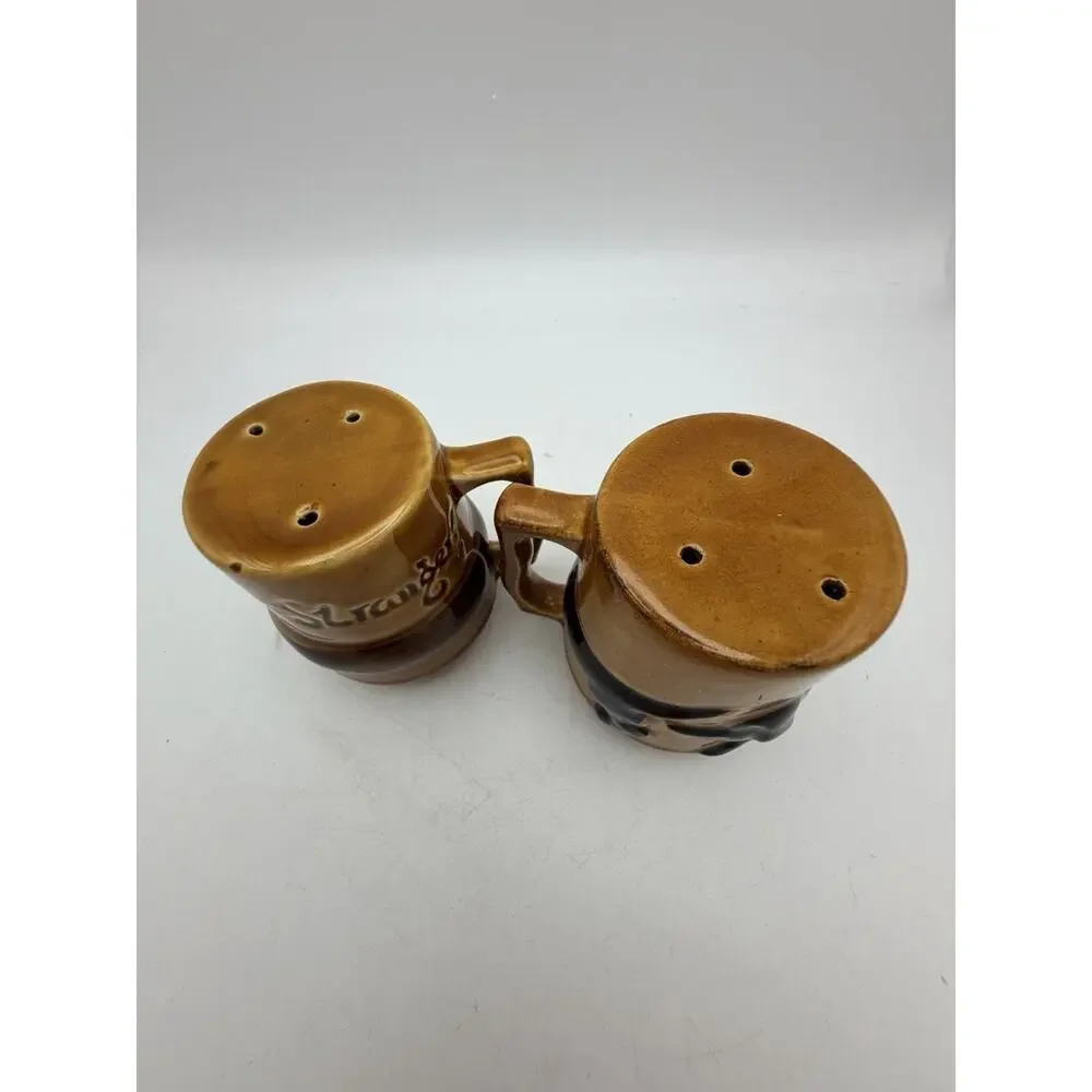 Vintage Hi Stranger Dachshund Dog Ceramic Salt & Pepper Shaker Pair Kitschy Fun